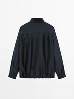 Satin shirt with elastic detail