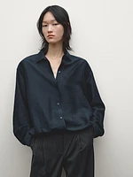 Satin shirt with elastic detail