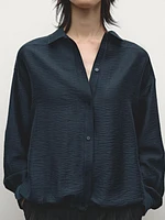 Satin shirt with elastic detail