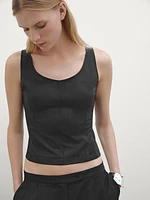 Stretch top with seam details