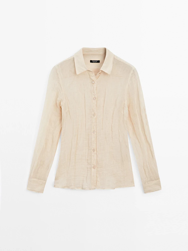 Cotton blend shirt with textured detail