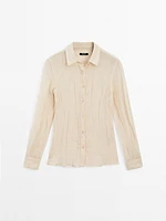 Cotton blend shirt with textured detail