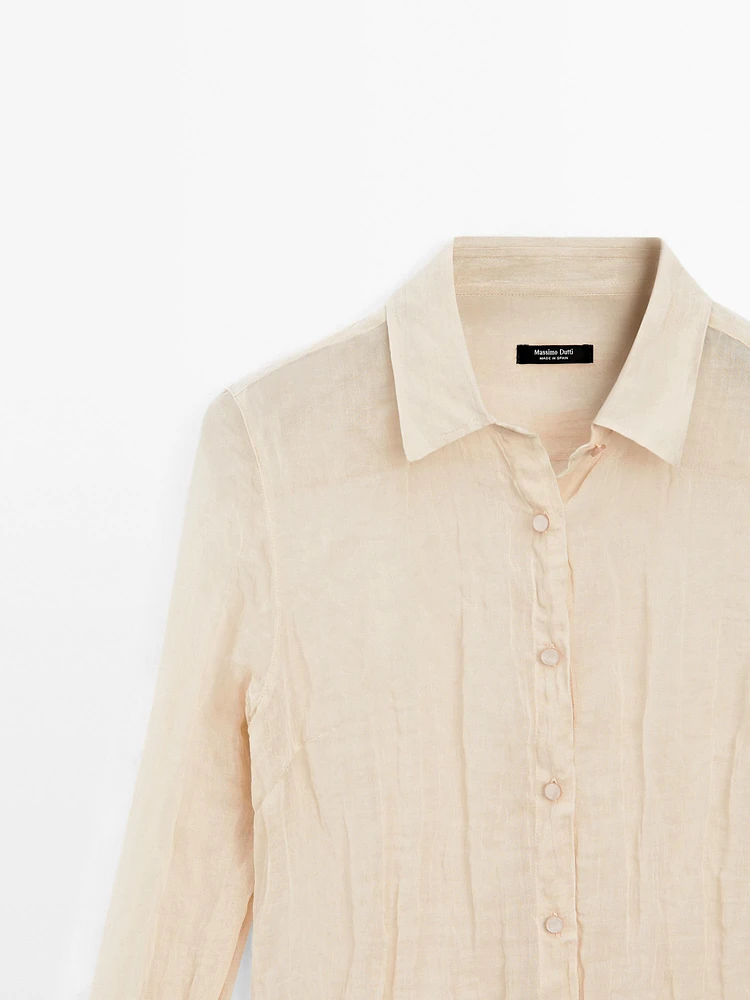 Cotton blend shirt with textured detail