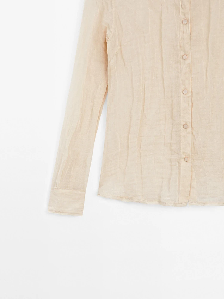 Cotton blend shirt with textured detail