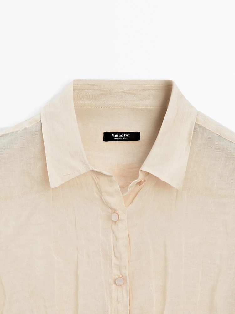 Cotton blend shirt with textured detail