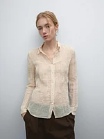 Cotton blend shirt with textured detail