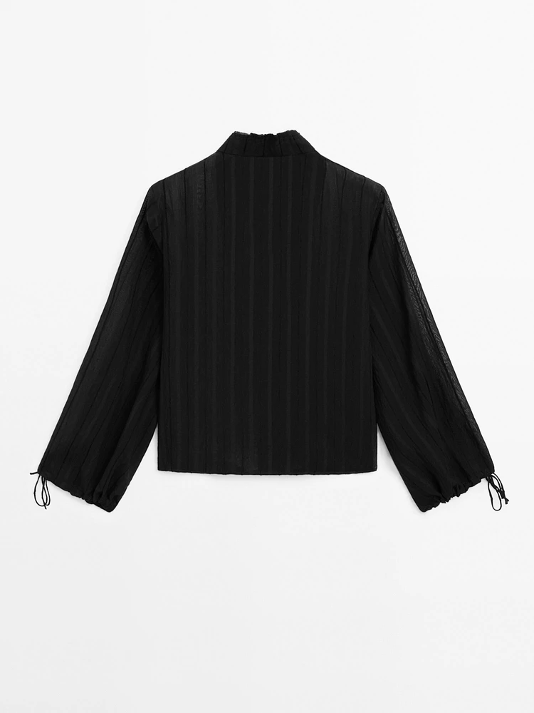 Flowing striped satin shirt