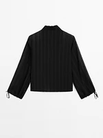 Flowing striped satin shirt