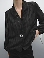 Flowing striped satin shirt