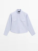 100% cotton cropped shirt with pockets