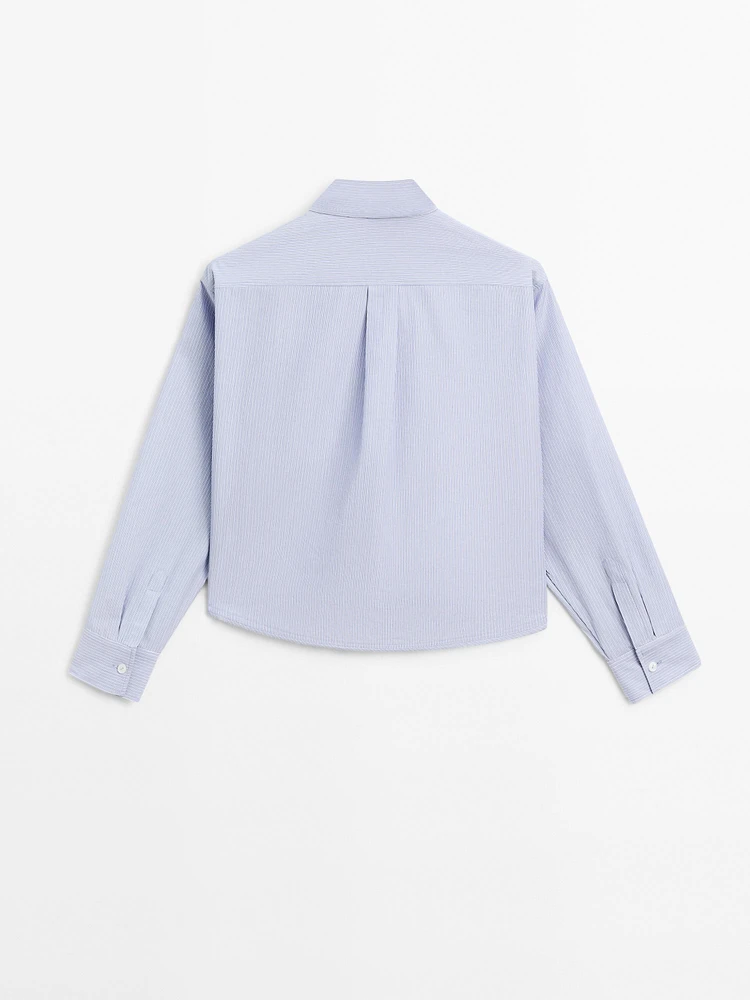 100% cotton cropped shirt with pockets