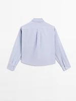 100% cotton cropped shirt with pockets