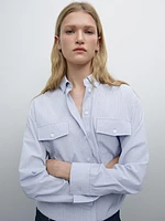 100% cotton cropped shirt with pockets