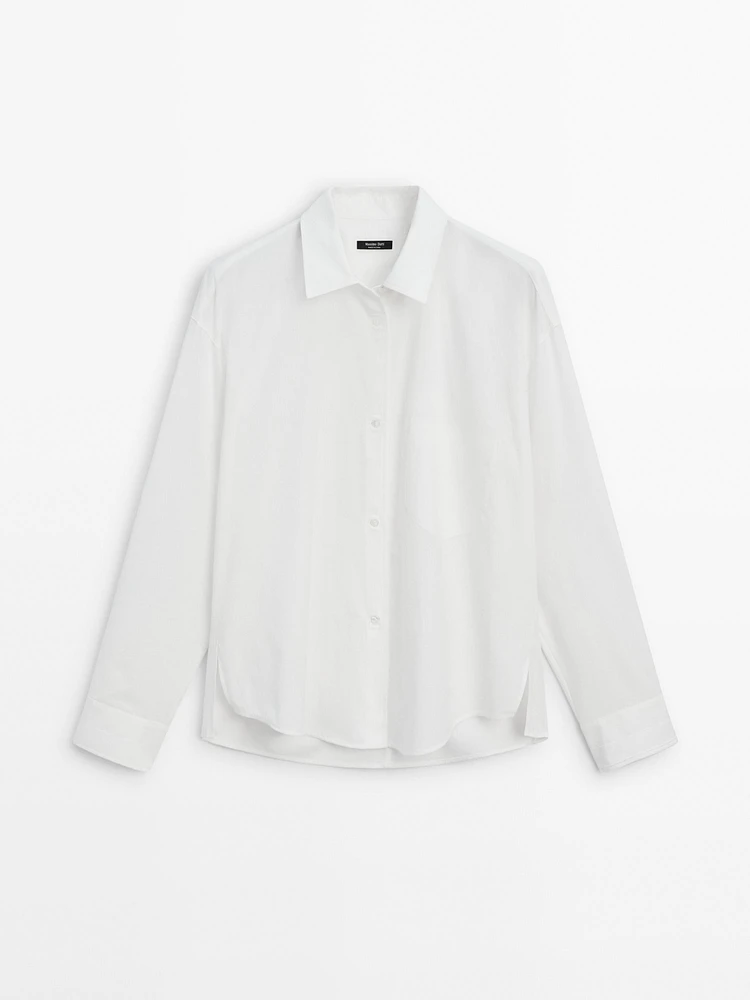 Poplin shirt with asymmetric hem