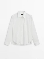 Poplin shirt with asymmetric hem