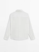 Poplin shirt with asymmetric hem