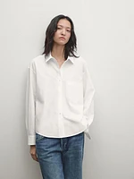 Poplin shirt with asymmetric hem