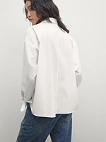 Poplin shirt with asymmetric hem