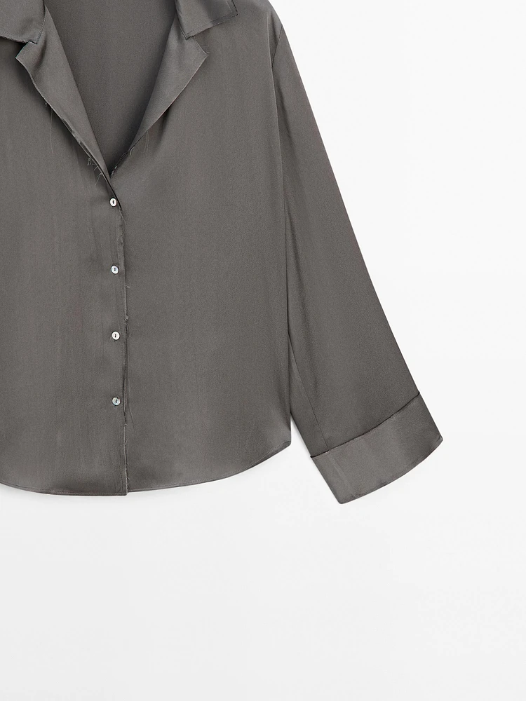 Flowing satin shirt with cuff detail