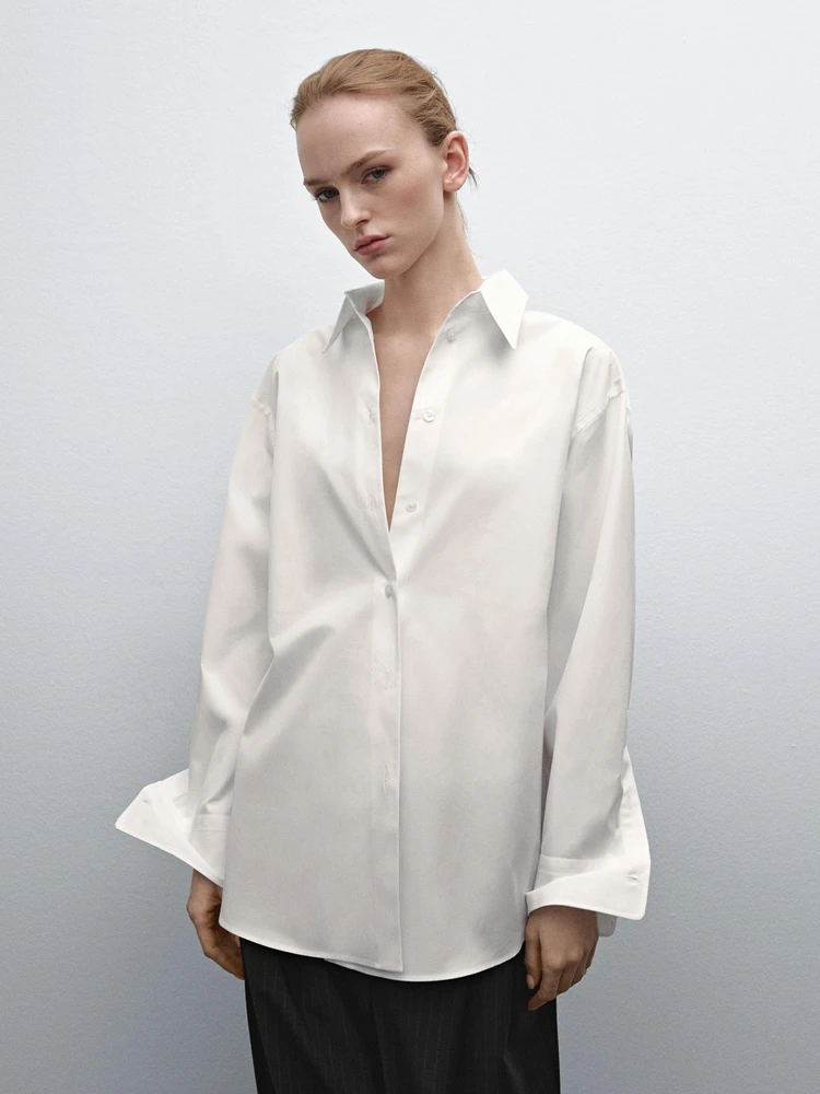 Oversize cotton poplin shirt