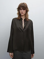 Flowing satin shirt with small buttons