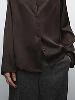 Flowing satin shirt with small buttons