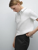 Contrast short sleeve polo sweater