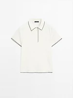 Contrast short sleeve polo sweater