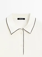 Contrast short sleeve polo sweater