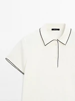 Contrast short sleeve polo sweater