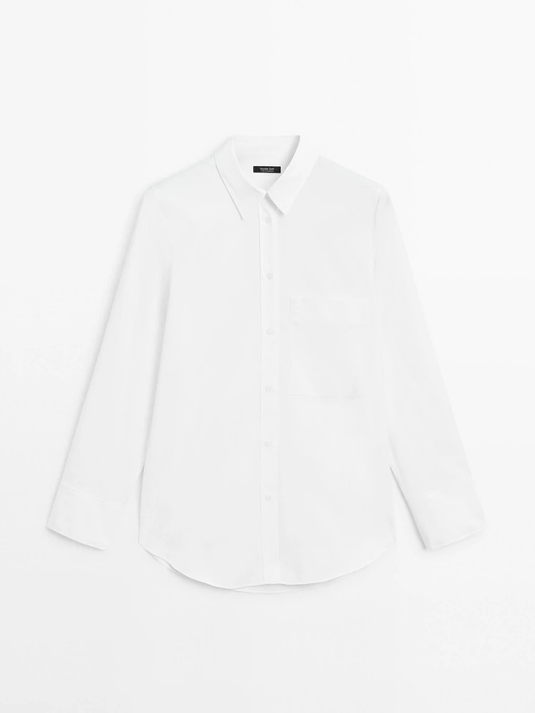 100% cotton poplin shirt with pocket