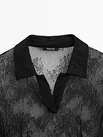 Lace shirt with polo collar