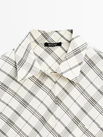 Cotton blend bias-cut check shirt