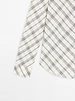 Cotton blend bias-cut check shirt