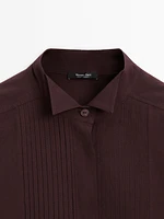 100% cotton shirt with pleated details