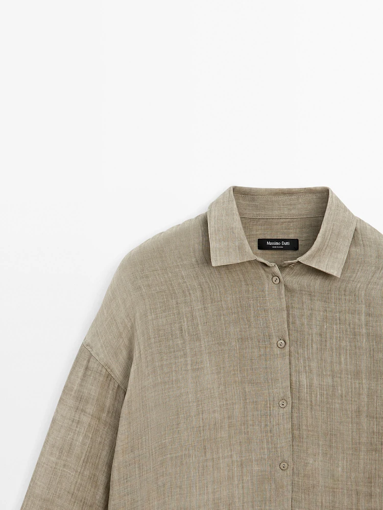 Flowing maltinto ramie blend shirt
