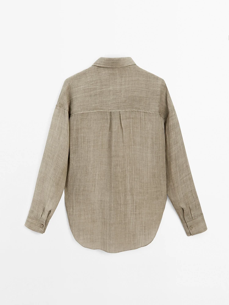 Flowing maltinto ramie blend shirt