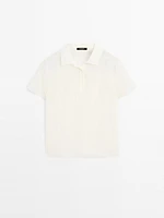 Sheer flowing polo shirt