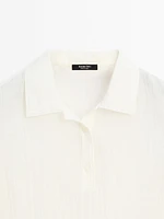 Sheer flowing polo shirt