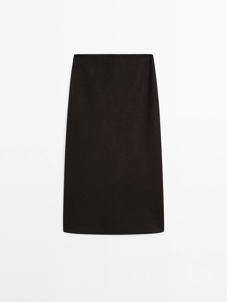 Long wool blend skirt