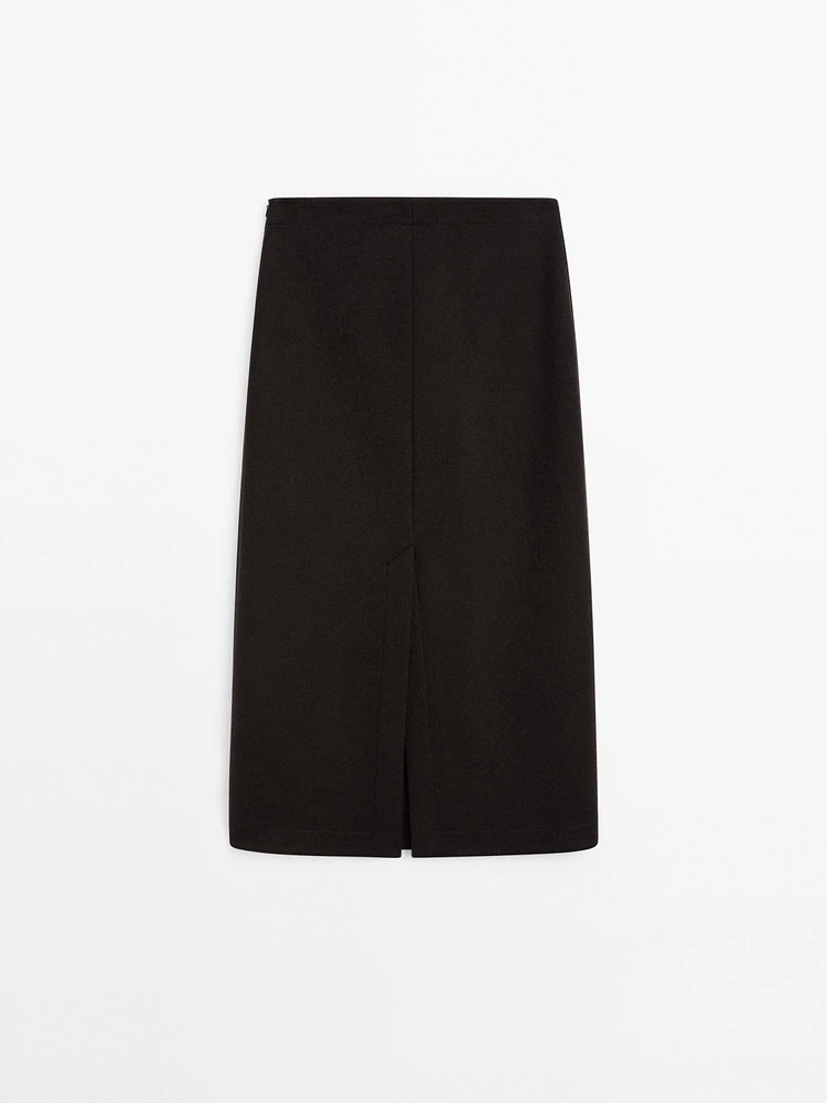 Long wool blend skirt