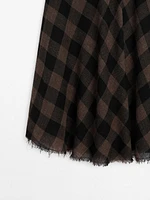 100% wool check midi skirt