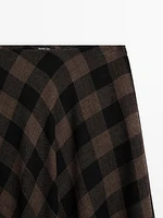 100% wool check midi skirt