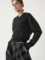 100% wool check midi skirt