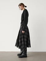 100% wool check midi skirt