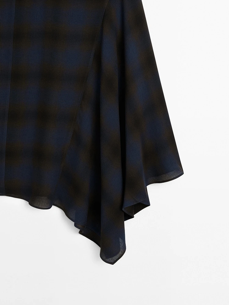 Asymmetric check midi skirt