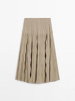 Wavy pleated midi skirt