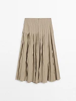 Wavy pleated midi skirt