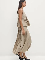 Wavy pleated midi skirt