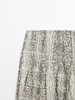 Snakeskin print wool blend midi skirt